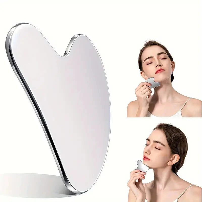 Gua Sha en Acier Inoxydable - Massage Visage, Cou & Corps