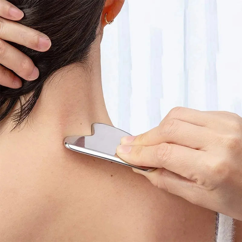 Gua Sha en Acier Inoxydable - Massage Visage, Cou & Corps