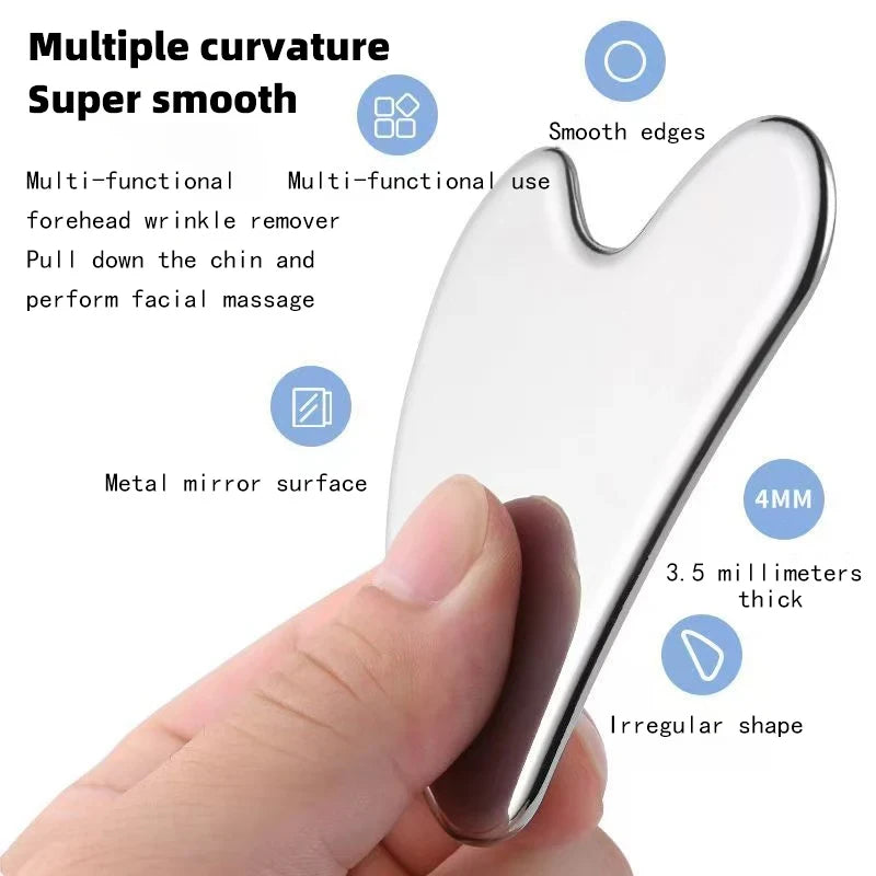 Gua Sha en Acier Inoxydable - Massage Visage, Cou & Corps