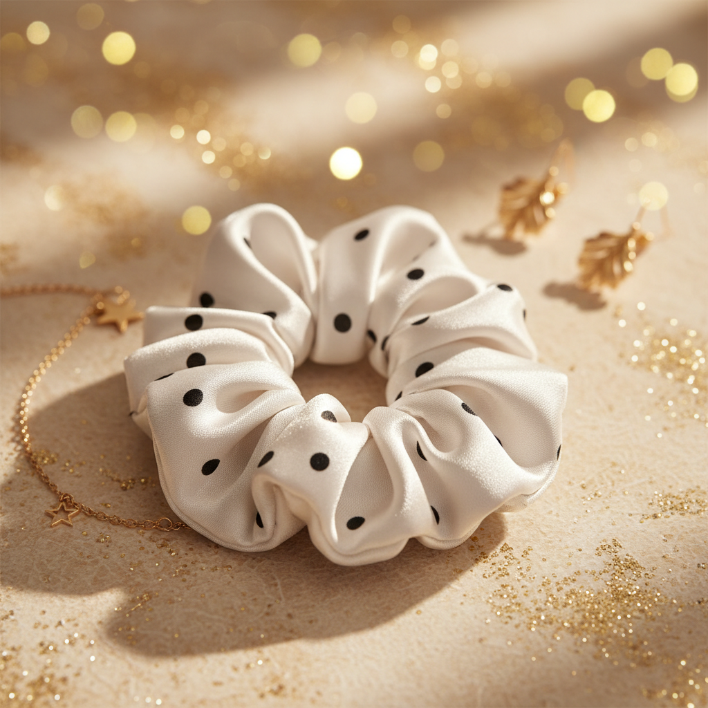 Chouchou blanc pois noirs